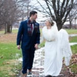 Caitlin & Chad walking outside.