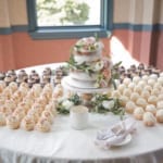 Wedding cake and cupcakes.