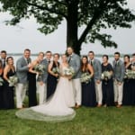 The wedding party outside.