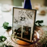 Wedding reception table decoration. Text: When we were 22.
