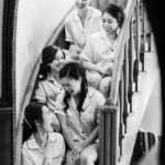 Xuan and her bridesmaids having fun on the stairs.