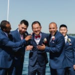 Shu and his groomsmen on the dock.