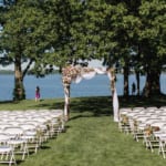 Outdoor wedding ceremony setup.