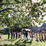 Xuan & Shu wedding ceremony with view of Belhurst.