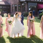 Xuan, Shu and the bridesmaids outside.