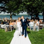 Liz and Bill walking down the aisle.