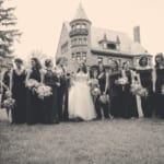 Linda standing with her bridesmaids.