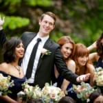 Matt posing with the bridesmaids.