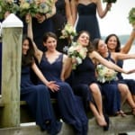 Lina's bridesmaids posing on the dock.