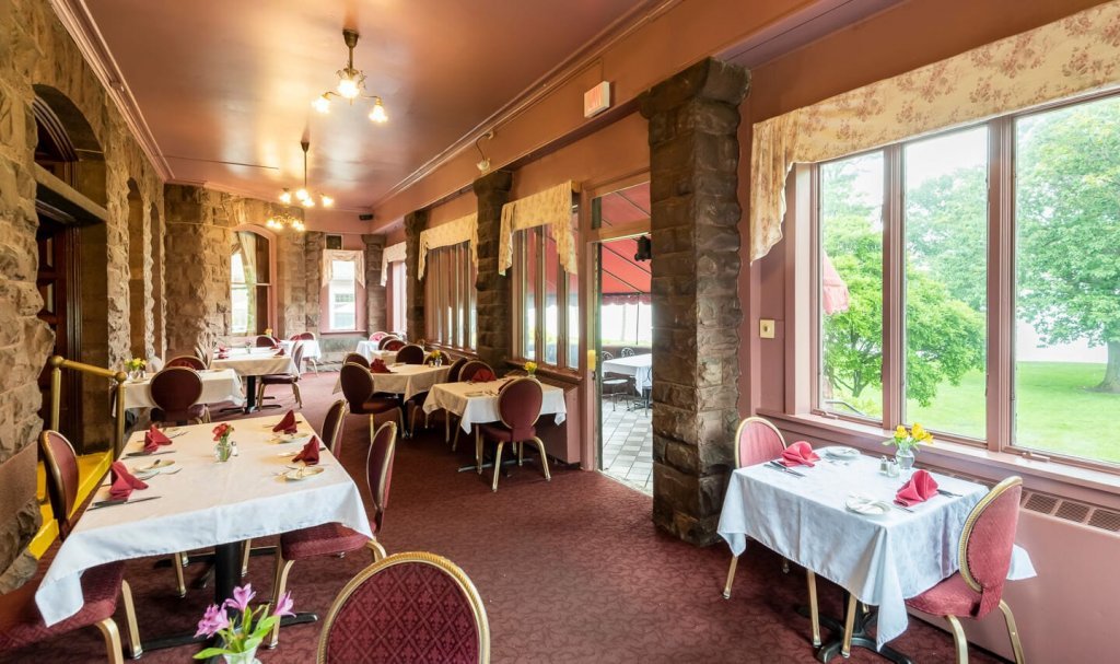 Dining tables in the Porch at Edgar's Restaurant.