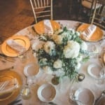 Table setting for a wedding reception.