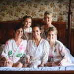 Haley and the bridesmaids in kimonos.