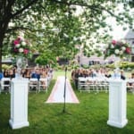 Outdoor wedding ceremony setup.