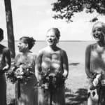 Bridesmaids laughing.