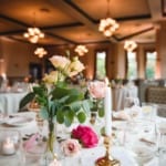 Wedding reception table decorations.