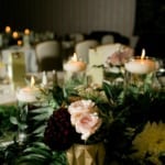 Wedding reception table decorations.