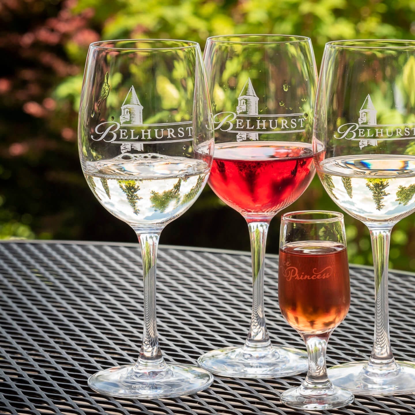 Assortment of wine glasses.