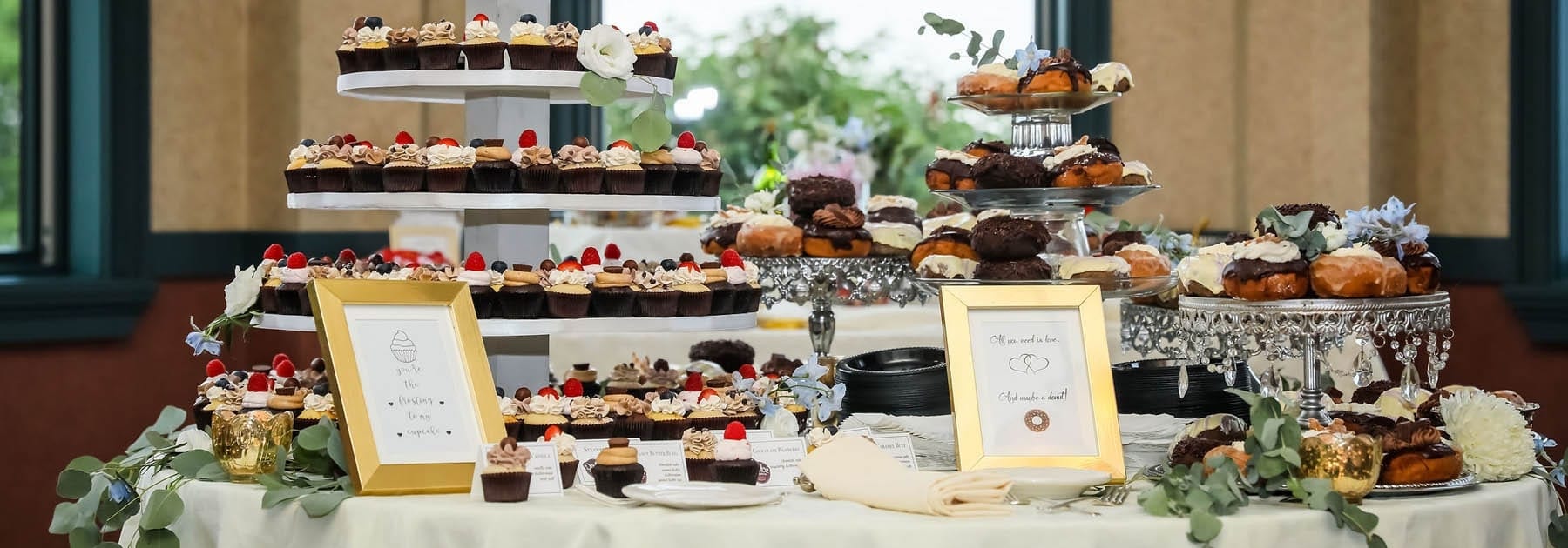 1275 Dessert buffet at wedding reception.