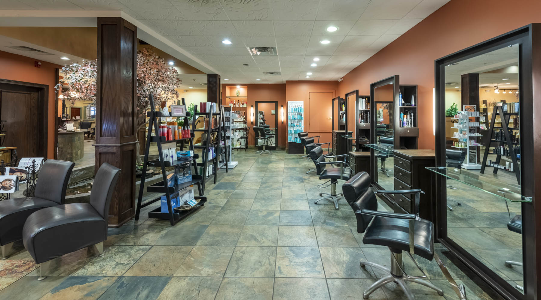 2019-043 ISSA Spa-200-HDRHR Interior view of Isabella Salon at Belhurst Castle.
