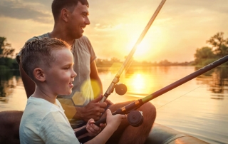 Photo of a Father and Son Fishing in the Finger Lakes.